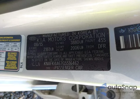 2016 Kia Forte Lx z USA, uszkodzony, nr VIN KNAFK4A67G5516462